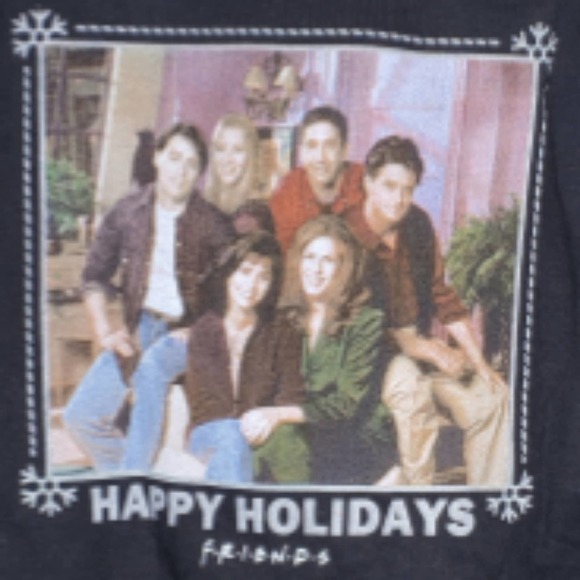 FRIENDS Sweatshirt Black Happy Holidays GIFT Crewneck Sz S - Picture 4 of 5